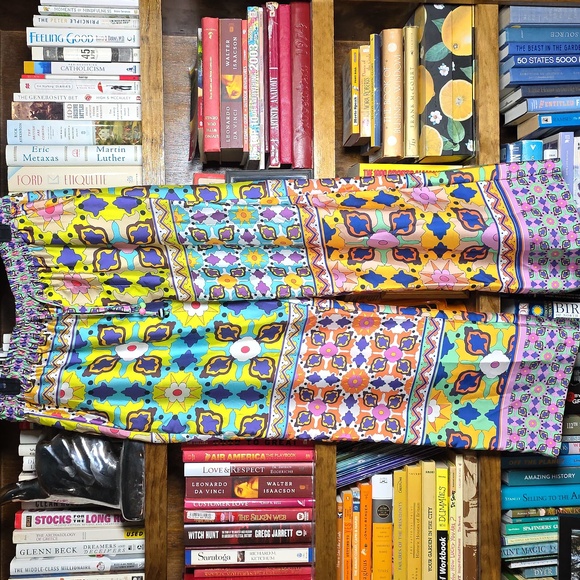 Zara Silky Multicolored Pull On Pants, Size Large - Picture 3 of 10